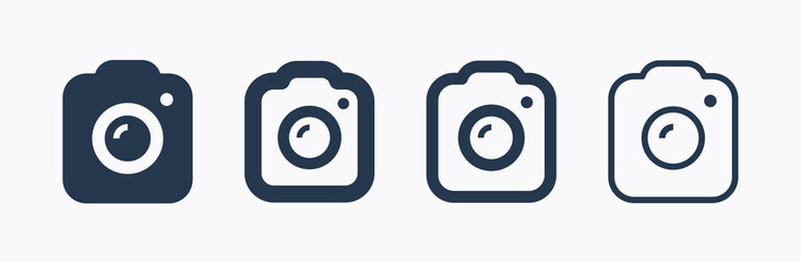 Camera photo line vector icon. Image lens vector symbol. Digital photographic icons set for web design. Modern flat picture creation icon for app design. Device technology minimal flat linear icons