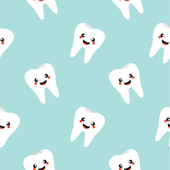 cute and kawaii tooth character. Tooth symbol for dentistry clinic or dentist medical center and toothpaste package. Vector Illustration. childrens dentistry concept vector Illustration