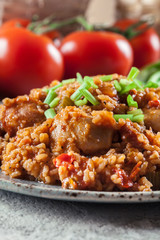 Chicken jambalaya - spicy rice with chicken a nd sausage