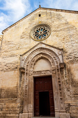 Fototapeta na wymiar Church of San Nicola dei Greci in the old town of Altamura, Apulia, Italy, Gothic facade and entrance