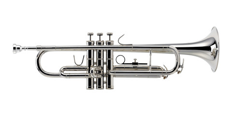 Fototapeta premium Nickel Trumpet, Trumpets, Brass Music Instrument Isolated on White background 3D rendering