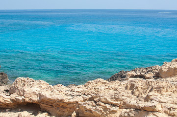 Fototapeta na wymiar View of the Mediterranean sea on the island of Cyprus, Protaras