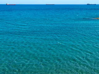 Fototapeta premium Blue sea water surface and ships 