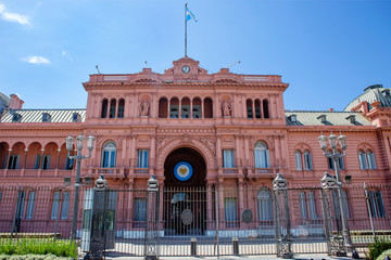 Buenos Aires. Argentina. Pink palace.
 On May square is the Presidential Palace, the Pink House or in Spanish, Casa Rosada. This is the working building of the government and the head of state. 