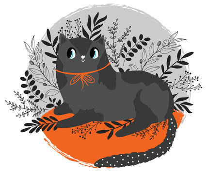 Cute cat illustration for fashion artworks, children books, prints, greeting cards.