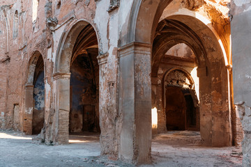 Belchite village ruins, bombarded during Spanish Civil War, in Aragon, Spain