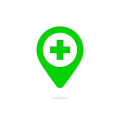 Pharmacy pointer. Location pin. Location icon. Hospital sign. Pointer location hospital. Doctor's pointer. Clinic pointer. Online health.