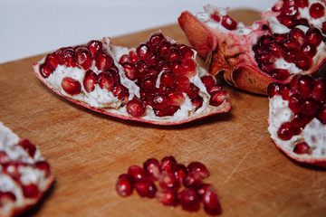 pomegranate on wooden background