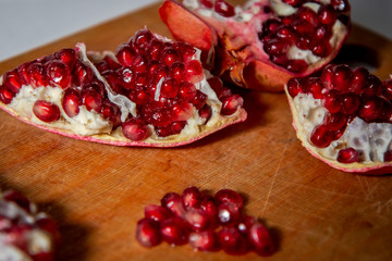 pomegranate on wooden background