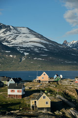Colorful houses in the settlement of Tasiusaq Greenland