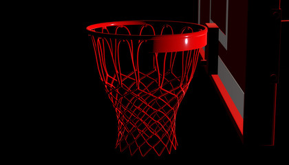 Fototapeta na wymiar Silver net of a basketball hoop on various material and background, 3d render