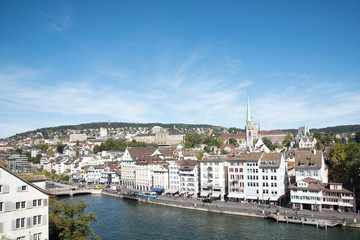 Fototapeta na wymiar Bird's Eye View Zurich city