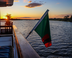 Zambian Flag on the Zambezi River