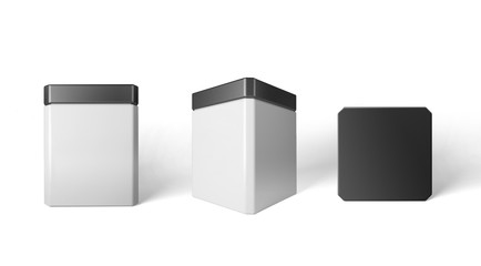 Set of white medium jars in different angles. 3d mockup.