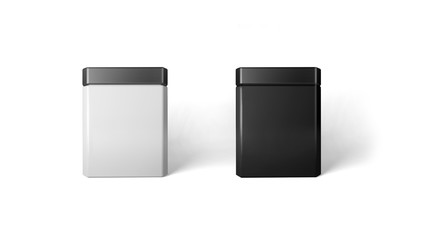 Set of black and white medium jars. 3d mockup.