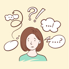  Simple flat illustration a woman is thinking. 