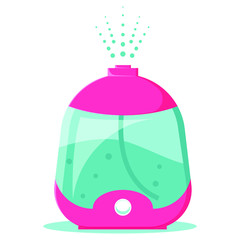 Vector illustration with cute pink humidifier. Moisturizing modern device for room. 