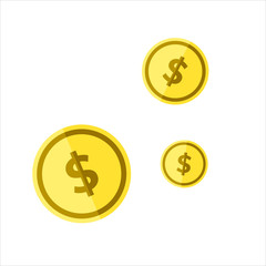  Simple flat illustration of a coin. Icon, button for your website, mobile application 