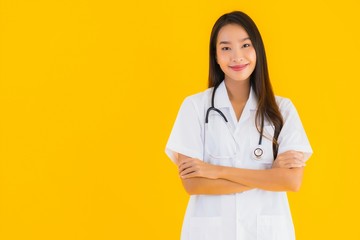 Portrait beautiful young asian doctor woman smile happy