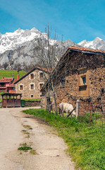 Mogrovejo village in the north of Spain in a sunny day