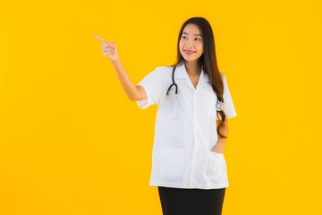 Portrait beautiful young asian doctor woman smile happy