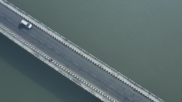 India Lock down-Coronavirus- Aerial view of bridge bihar patna  city of India during lock down because of Coronavirus pandemic. Empty roads, no traffic. 4k.