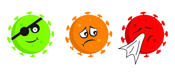 Coronavirus (COVID-19) emoticon vector set isolated on white 