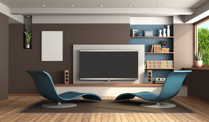 Modern living room with home cinema system