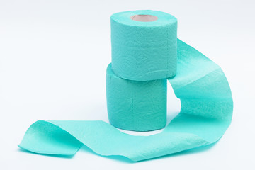 Roll of a toilet paper on a white background