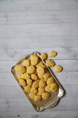 Coconut Cookies On A Gray Background