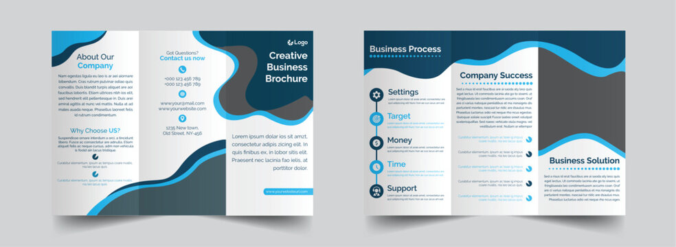 Creative Blue Trifold Brochure Design