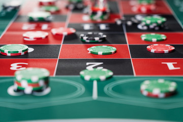 Roulette table close up at the Casino - Selective Focus
