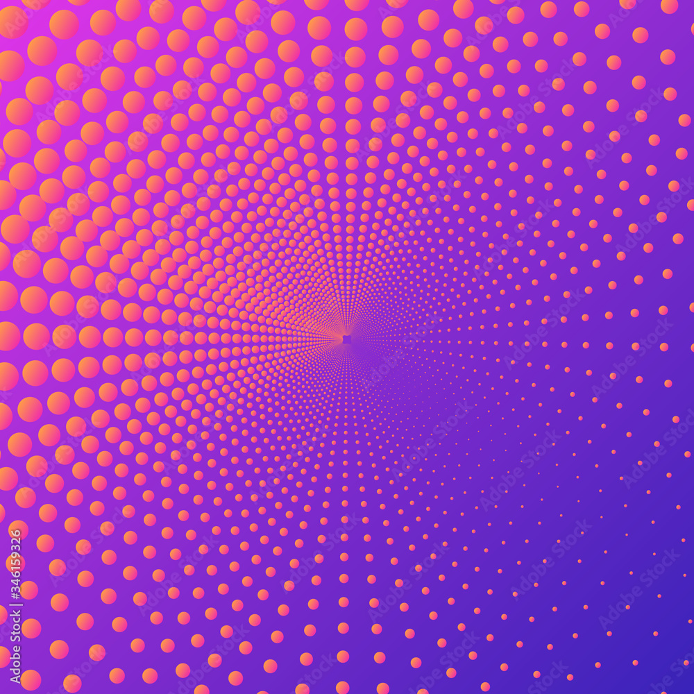Poster Halftone pattern with gradient and color dots. Abstract vector illustration with dots as texture or background.