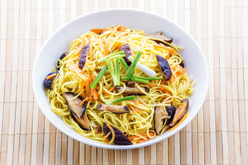 Chiness noodle on white plate