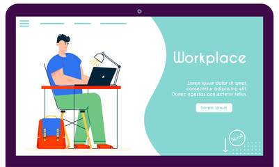 Vector banner illustration of work at home