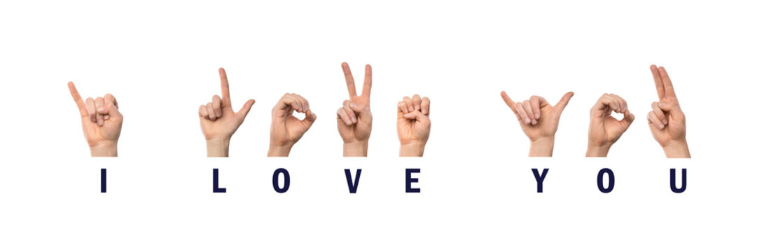 I love You Finger Spelling in American Sign Language ASL