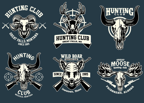 set bundle badge design of hunting animal