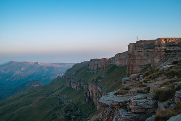 Fototapeta na wymiar Plateau, rock. Canyon in the Caucasus. Caucasus mountains, travel.