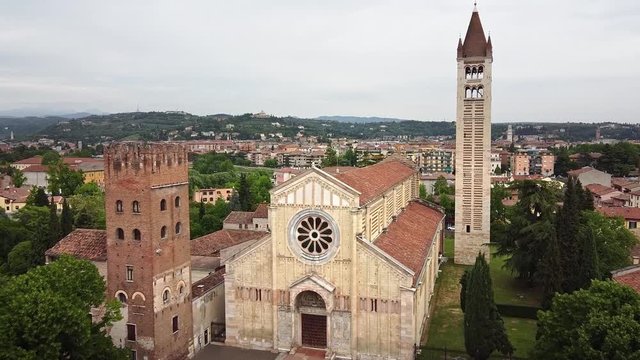 Basilica di San Zeno, Verona, Italy, aereal, drone