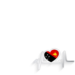 Papua New Guinea flag heart shaped isolated on white