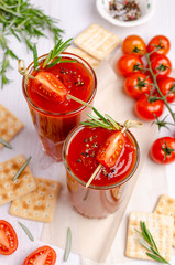 Thick red juice in glass