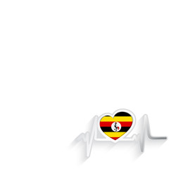Uganda flag heart shaped isolated on white