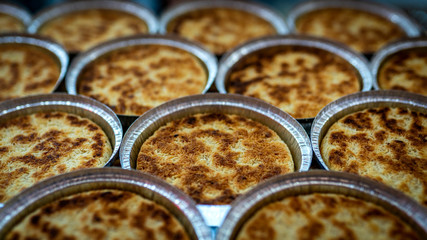 The production stages of the Antioch Kunefe dessert material. Antakya kunefe dessert, cooked and ready to serve