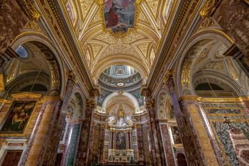 Obraz premium Interior of Saint Anthony in Campo Marzio, a Baroque Roman Catholic church, the national church of the Portuguese community in Rome, Italy