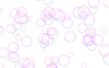 Pink colored background with purple bubbles. Wallpaper, texture purple balloons. 3D illustration