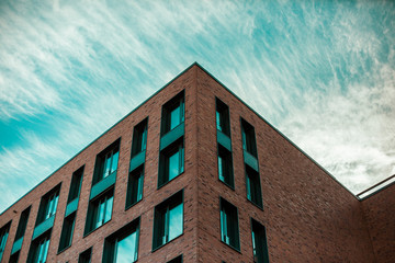 Modern apartment building with sky