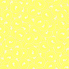 Indian rupee gold coins seamless pattern. Elegant 