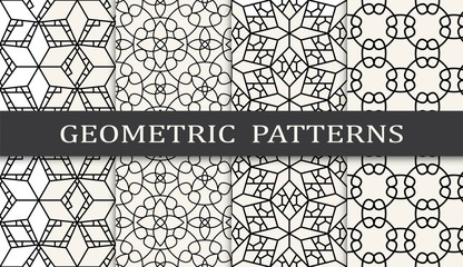 black and white geometric seamless pattern set