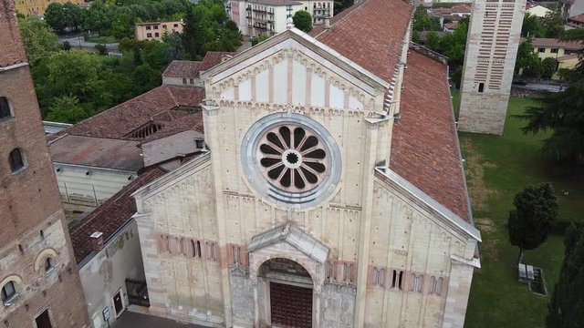 Basilica di San Zeno, Verona, Italy, aereal, drone