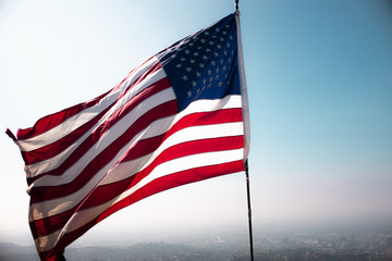 Flag of America in the Hollywood Hills